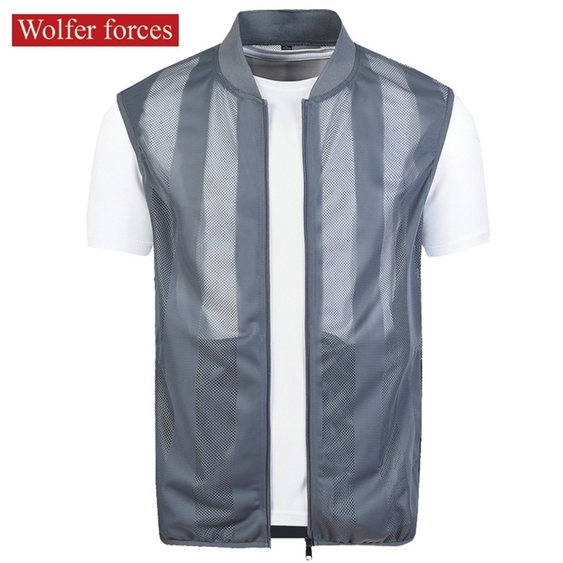 

Men's Jackets Summer Vest Mesh Loose Skin Clothes Quick Drying Outdoor Fishing Shirt Thin Breathable Sleeve Less Coat 220826, White