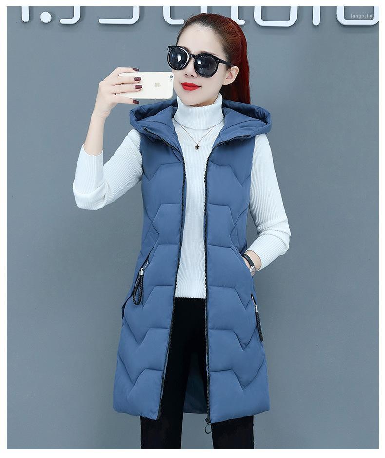 

Women's Vests Women's 2022 Cotton Vest Women Black Mid-Length Korean Fashion Casual Winter Jacket Streetwear Slim H471