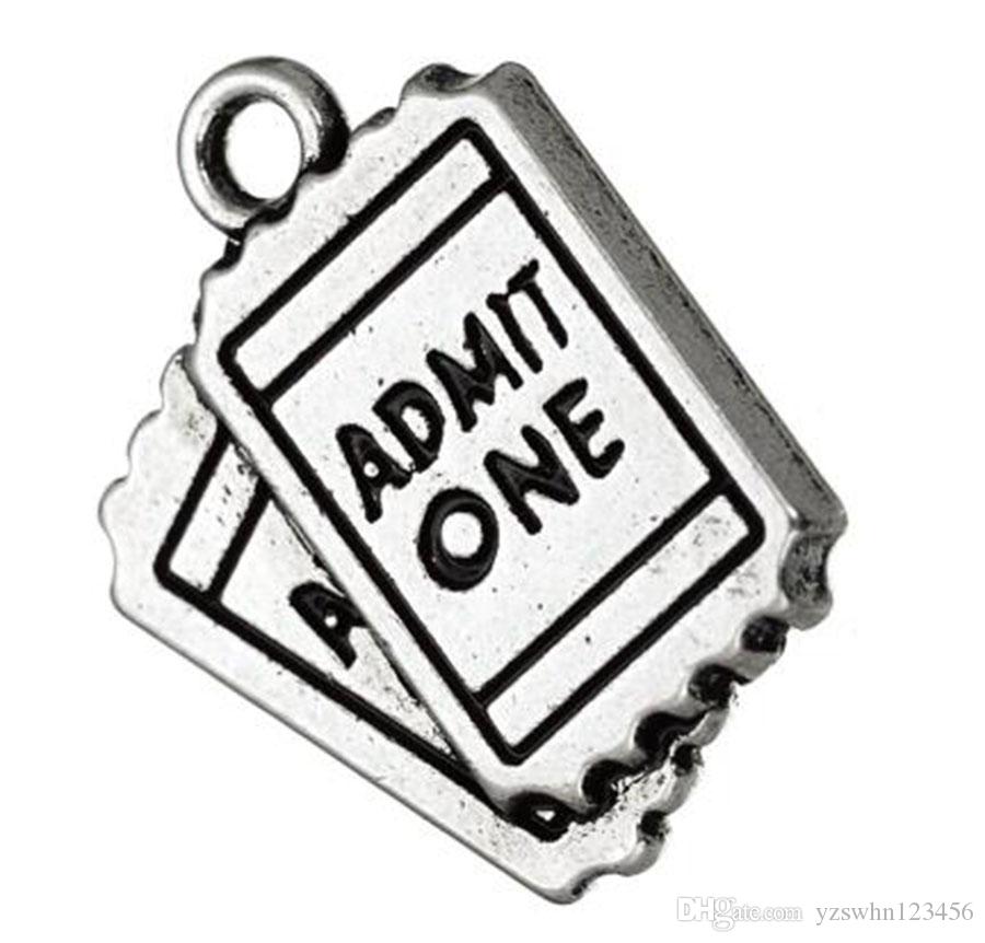 

2021Bracelet Charm for Movie Lovers Necklace Pendant Antique Silver Plated Admit One Movie Tickets