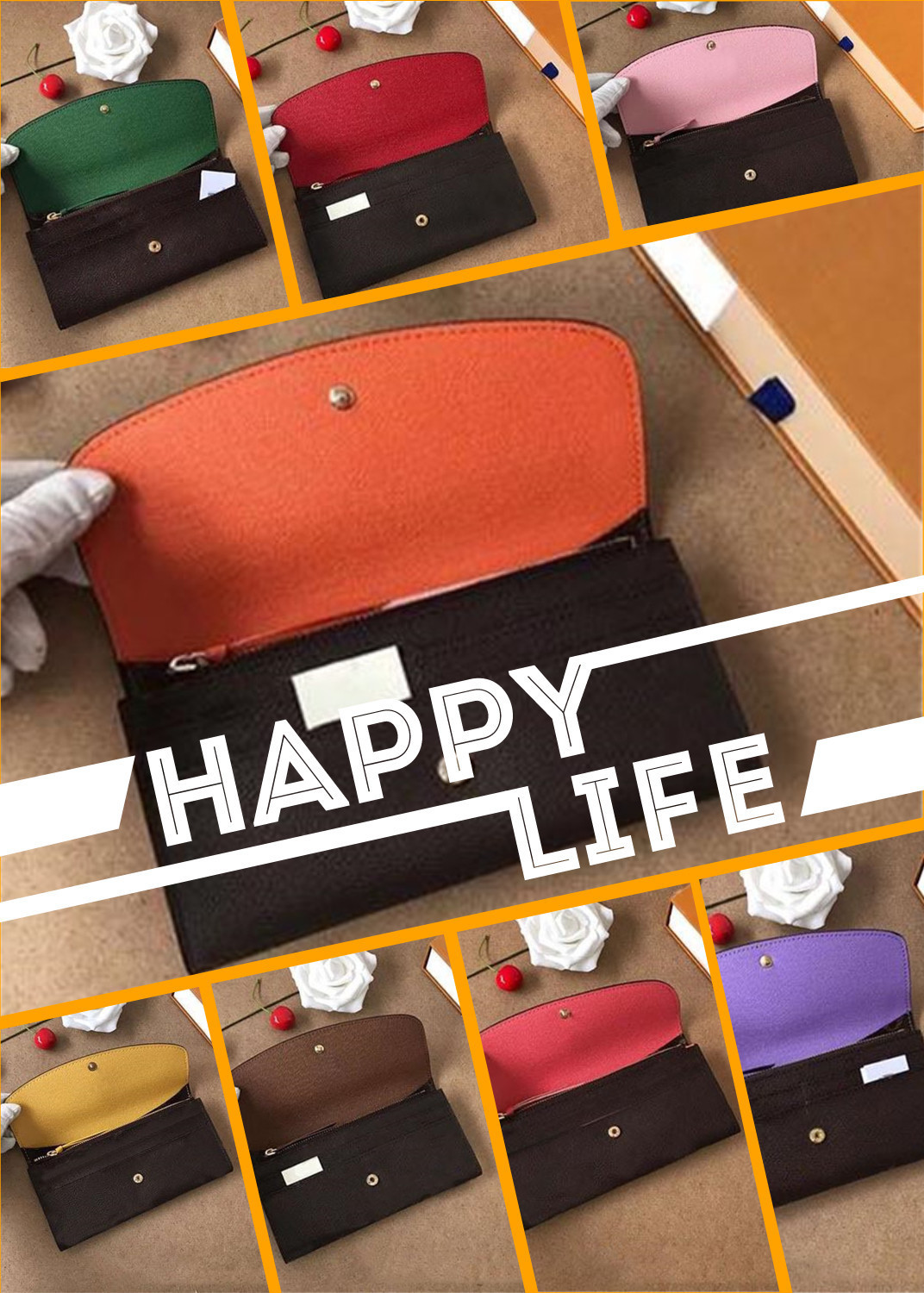 

HH Multi Style women long wallet multicolor design coin purse Card holder High quality fashion Purses single zipper men womens leather, Without box