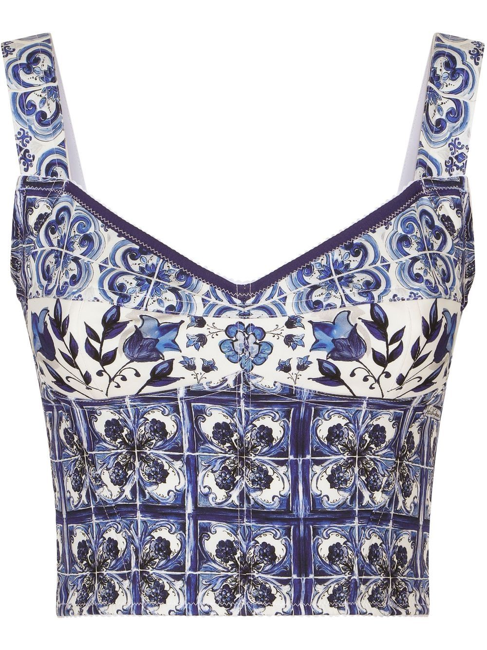 

D2022G new fashion sexy blouses Majolica-print bustier cropped top Valentine's Day birthday gift Christmas, Multi