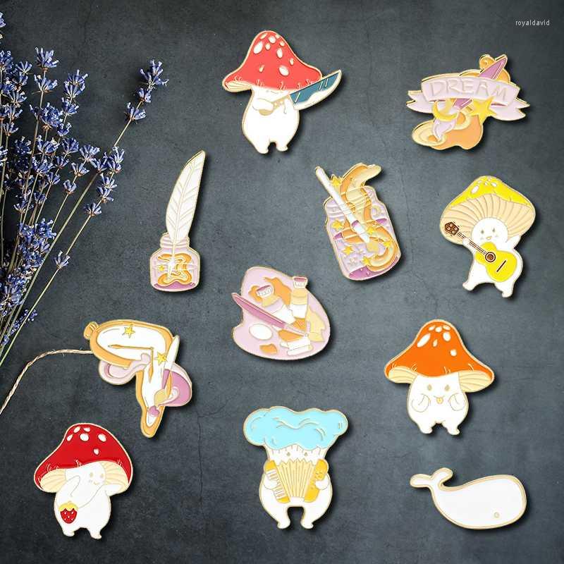 

Brooches Creative Trendy Cartoon Cute Mushroom Oil Drop Brooch Pin Denim Bag Gift For Friend Men Women Fashion Jewelry Clothes Decoration