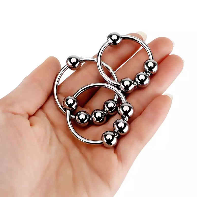 Vibrator Penis Products Adults 4 Bead 6 Styles Metal Lock Cock Ring Toy-image-794968624