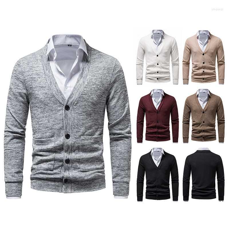 

Men's Sweaters 2022 Fashion Men's Sweater Casual Slim Fit V-Neck Buttons Soft Elastic Waist Indoor Outdoor Trip Party Coat, White
