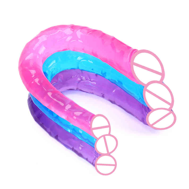 Massager Vibrator Sex Toys Cock u Shape Dildo Flexible Soft Jelly Vagina Lesbian-image-794976831