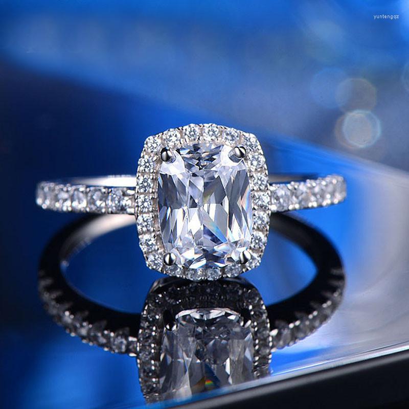 

Wedding Rings YINHED Luxury 2ct Princess Cut SONA Simulated Diamant Engagement For Women 925 Sterling Silver Ring Jewelry ZR286