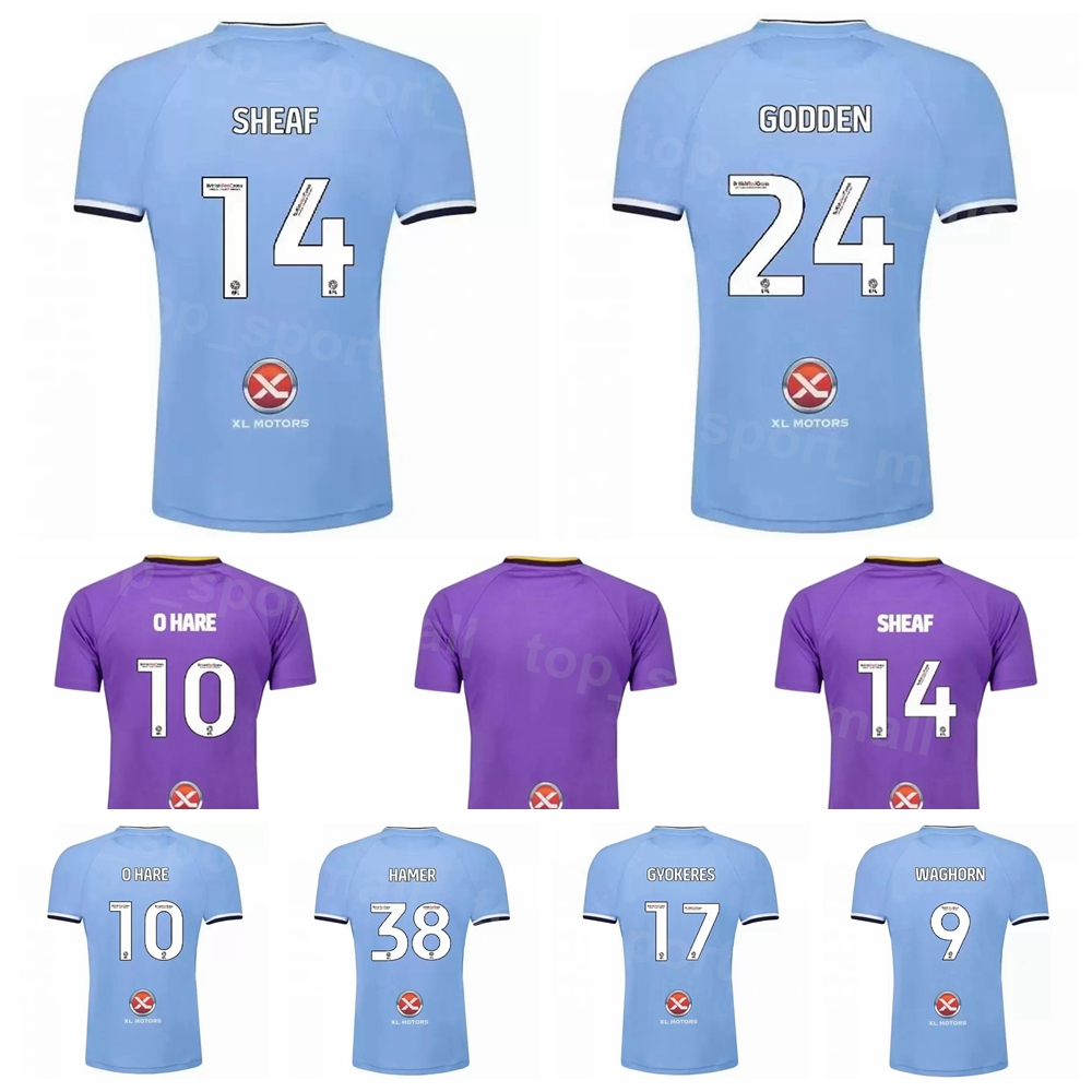 

22-23 FC Soccer 17 Viktor Gyokeres Jerseys 24 Matthew Godden 38 Gustavo Hamer 27 Jake Bidwell 15 Dominic Hyam 5 Kyle McFadzean Football Shirt Kits Purple KaoWenChui, With patch