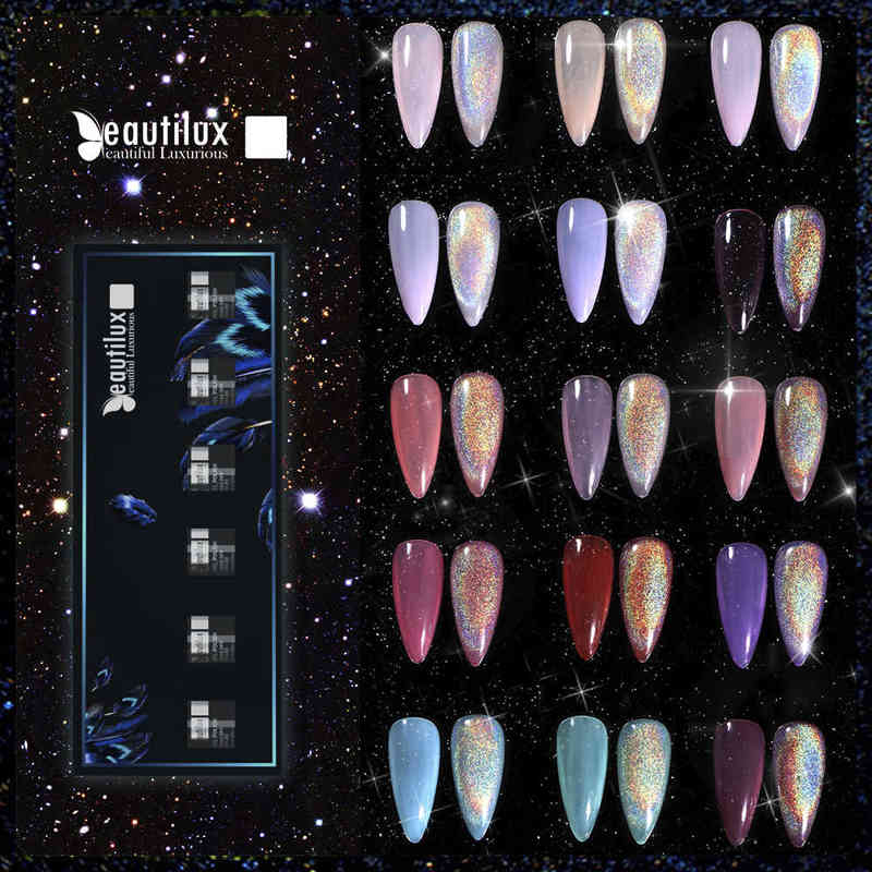 

Nail Polish Beautilux Rainbow Cat Eye Kit Magnetic Nude Color Holographic Glitter Nail Polish Off Magnetic UV Gel Auroras Laser Nail Art T220826, Pink