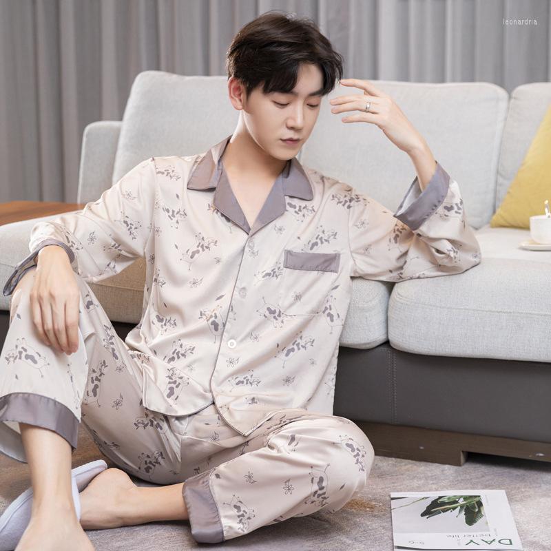 

Men's Sleepwear 2022 Spring Summer Men's Homewear XXXL Big Size 2PCS Pajamas Suit Short Sleeve Shirt&Pant Nightwear Loose Comfort, Style-5