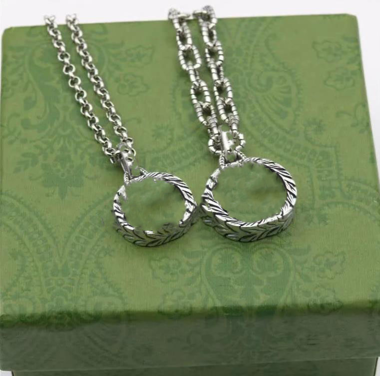

925 silver necklace interlock vintage do old pattern designer jewelry necklaces gold chain luxury heart for mens womens bijoux -1