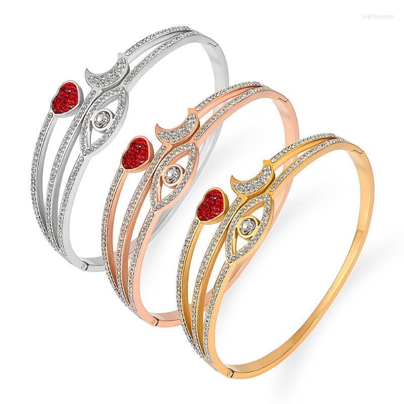 

Bangle FYSARA Crystals Moon&Heart Bangles & Bracelets For Women Female Jewelry Stainless Steel Cuff Brand Gift