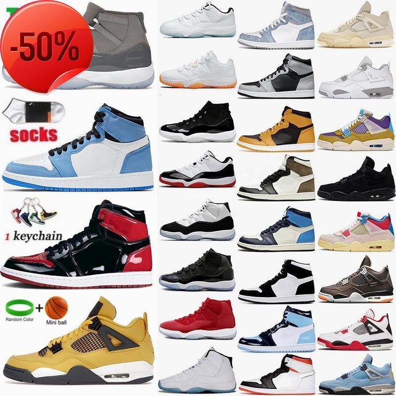 

Boots Man S 1 Basketball Shoes 1s University Blue Bred Patent Mocha Jumpman 4 4s Shimmer White Oreo Lightning Black Cat 11 11s Cool Grey Mens G, Without box-20