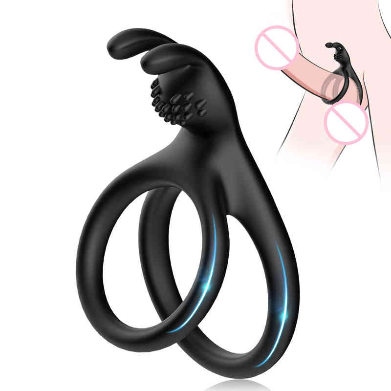 Massager Vibrator Toys Elastic Silicone Cock Ring Delay Ejaculation Erection Pen-image-795339811