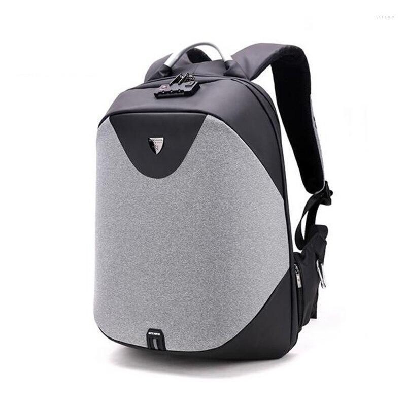 

Backpack Big Business Laptop Men Luxury Coded Lock Anti-theft 2022 Male Backpacks Multifunction USB Charge Casual, Gray