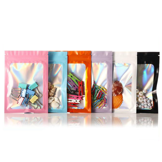 

Flat Bottom Zip Lock Decoration Accessories Packing Bags 100pcs/lot Colorful Plastic Sample Gift Pouches Bracket Package Pouch 9x12cm