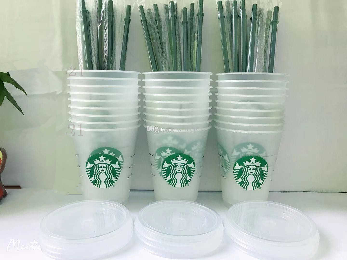 

Starbucks 16oz Tumblers Mugs Plastic Drinking Juice With Lip And Straw Magic Coffee Mug Costom Transparent Cup Free 50DHL, Clear