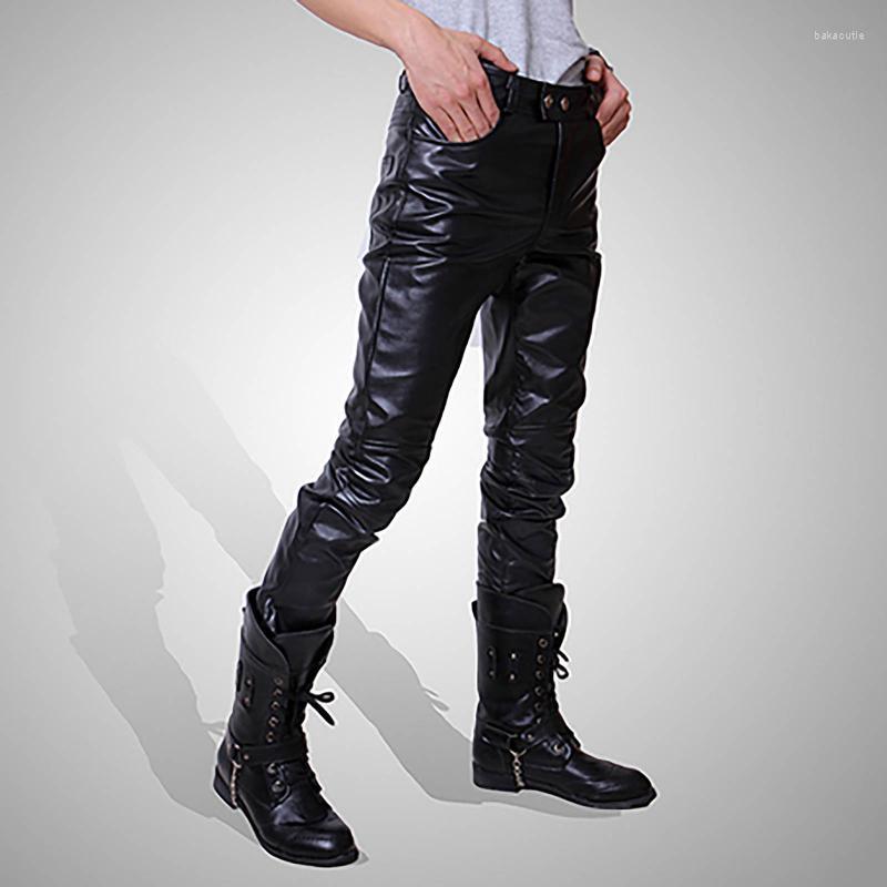

Men's Pants Leather Men's Casual Slim Elongated The First Layer Cowskin Quality Genuine Straight, Black