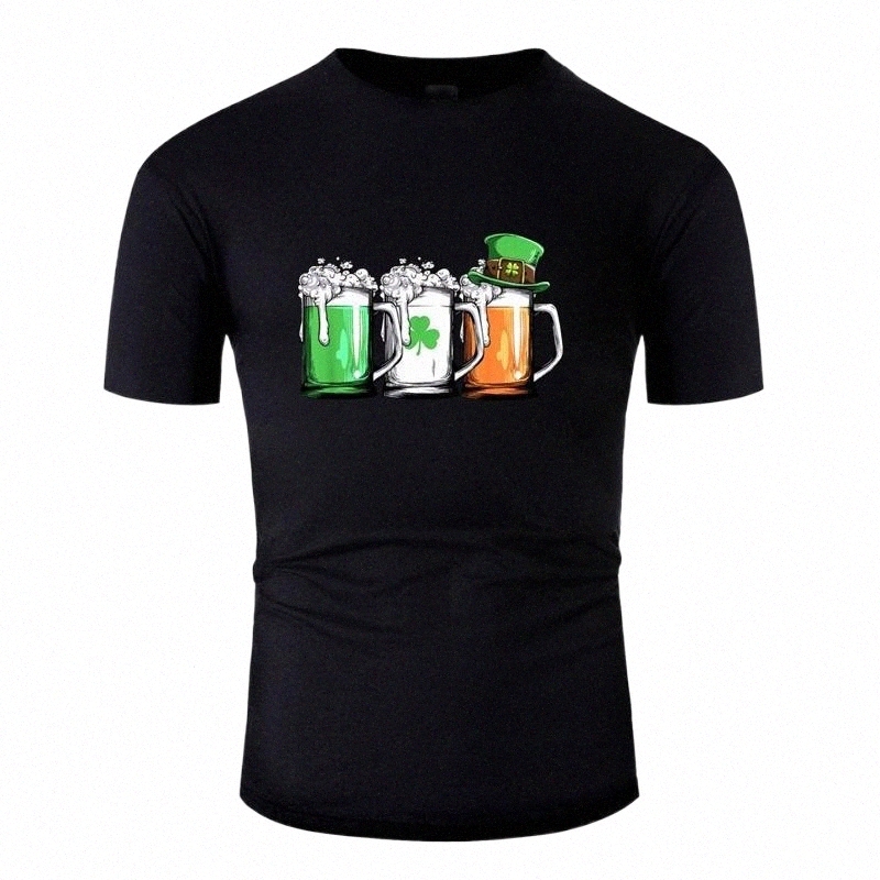 

men's T-Shirts Clothing Famous Men Top Tee Customize Irish Beer Ireland Flag St Patricks Day Women Tshirt P1Zn#, White