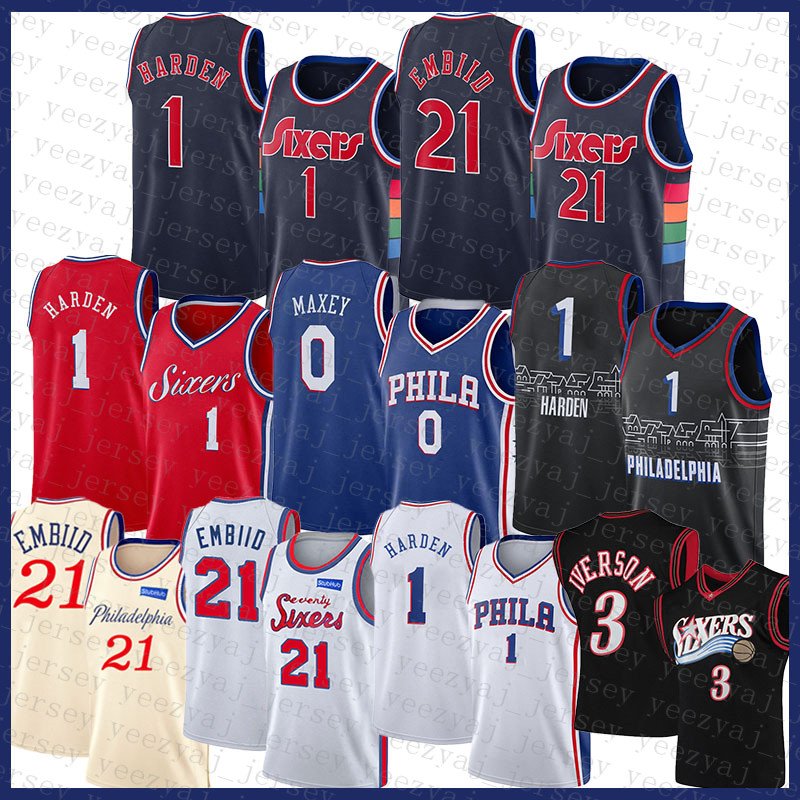 

Joel Embiid Basketball Jersey James Harden Tyrese Maxey Allen Iverson Julius Erving Philadelphia''76ers''Men 21 1 0 3 6 903