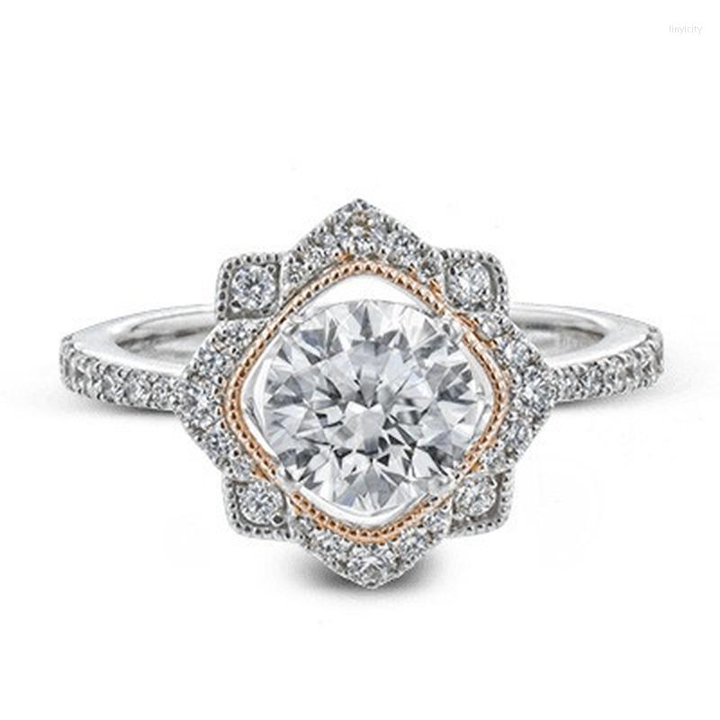 

Wedding Rings Style 925 Silver-plated Topaz Zircon Inlaid Ring Engagement Jewelry Women Wholesale