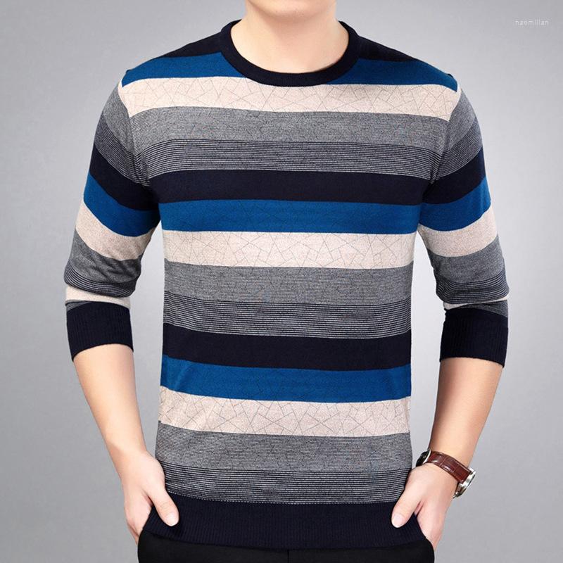 

Men's Sweaters Brand Autumn Winter Sweater Men Fashion Striped Casual Pull Homme Top Soft Warm Cotton Wool Knitwear Pullover, Blue