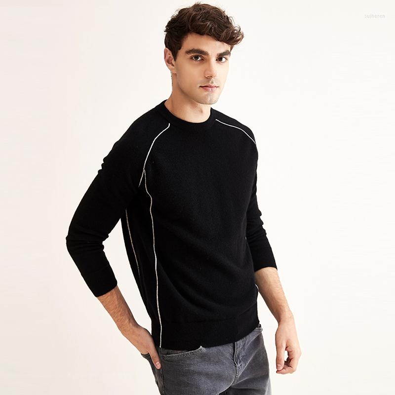 

Men' Sweaters ZHILI Men' Round Neck Christmas Red Cashmere Sweater, Black