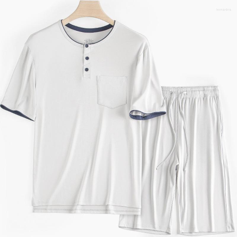 

Men's Sleepwear 96% Modal Mens Pajama Sets Short Sleeve Henry Collar Lounge Wear Comfortable Lightweight Nightwear Cozy Set Broadcloth, Grey royal blue