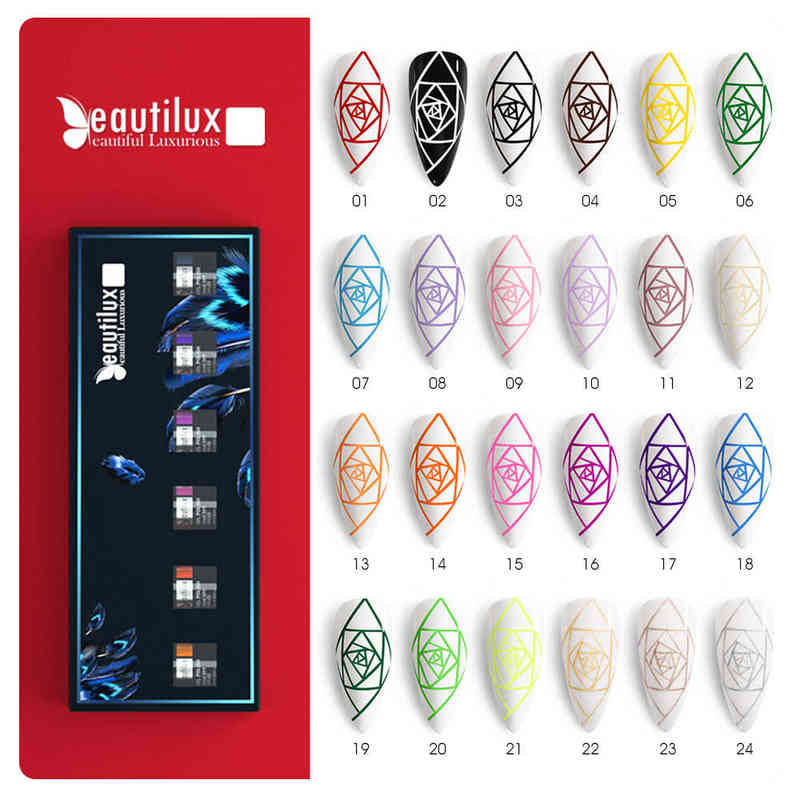 

Nail Polish Beautilux Gel Liner Kit Soak Off UV LED Semi Permanent Nails Art Lining Painting Drawing Gels Varnish Set DIY Manicure 6pcs/lot T220826, Pink