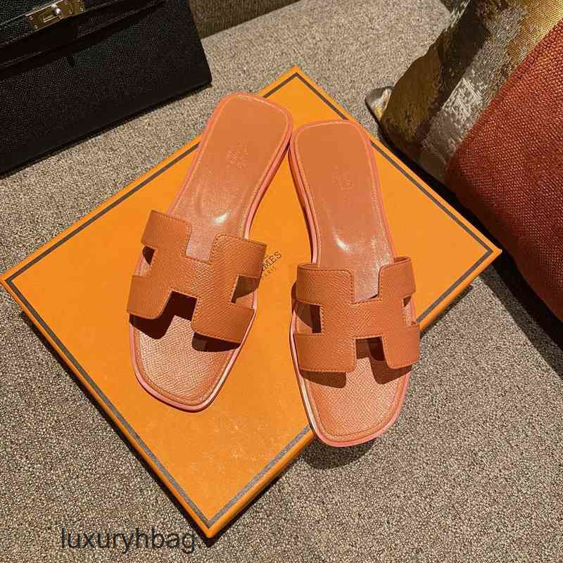 Slippers slippers Slippers Herme Oran designer Sandals hermse Women Sandal Oasis Cowhide white palmprint classic h 1 84OG
