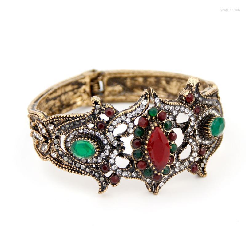 

Bangle Sunspicems Retro Vintage Turkish Bracelet Bangles For Women Antique Gold Color Rhinestone Jewelry Bohemia Ethnic Wedding Bijoux