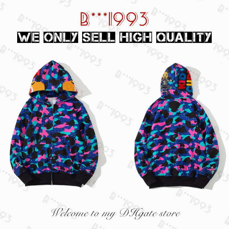 

Mens hoodies High quality tie dye hoodie jacket designer men women Shark full zip color grid Harajuku sweatshirt Luminous camouflage Fashion co-branding hoodys H3-3, 1 button