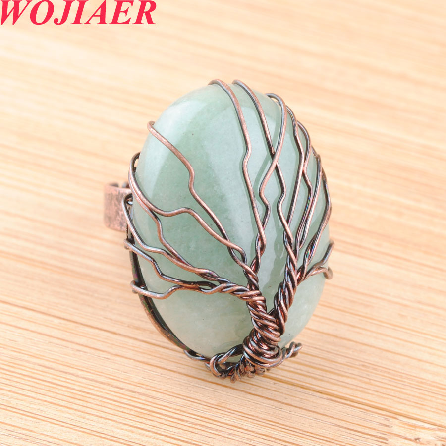 Amethyst Quartz and Copper Wire Wrapping Egg Shaped Finger Ring - Unique Healer's Gemstone Accessory for Bridal Events BO913-image-795229218
