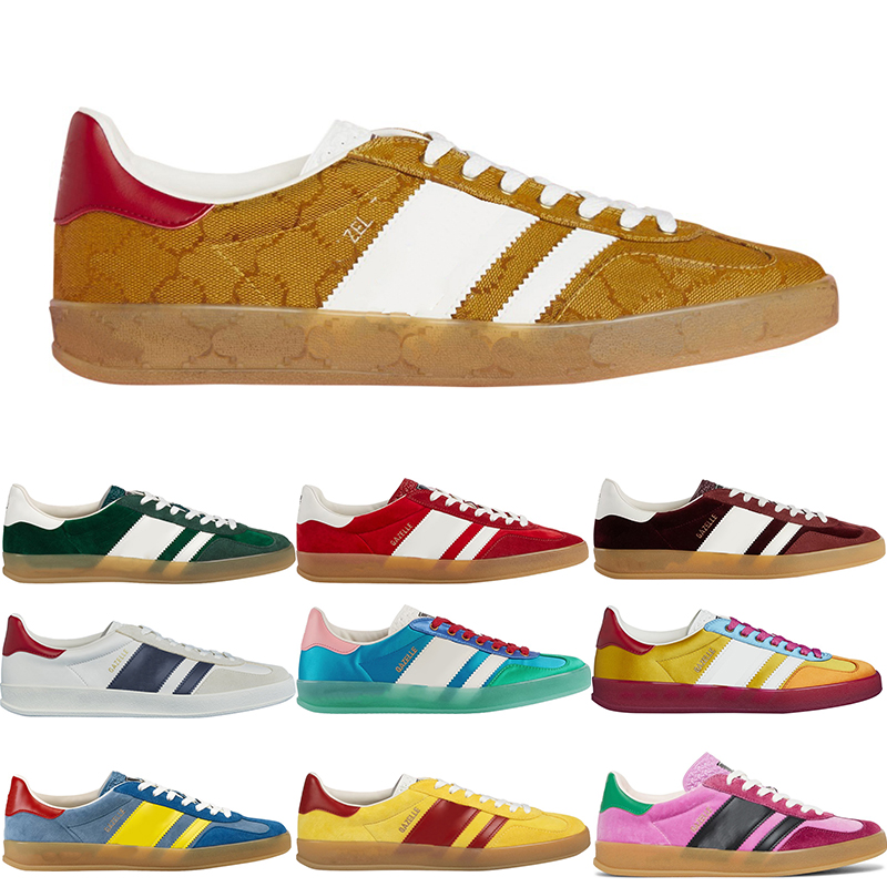 

Plate-forme Dress Shoes Fashion Luxurys Designer Sneaker For Men Women Light Blue Silk Green Suede Red Velvet Flats Heels Gazelles Trainers, 10