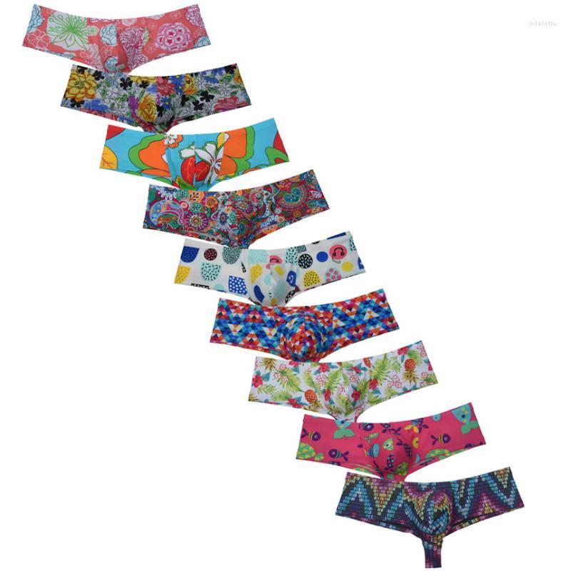 

Underpants Sexy Men Underwear Bikini Male Bulge Buns Shorts Hipster Trunks Cuecas Masculina Printed Colorful Boxers Boxershorts, Pink fish