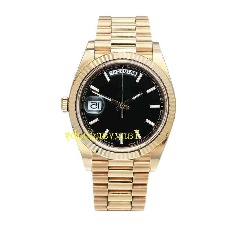 

With Box Papers Top Quality Watch 40mm Day-Date Prident 18k Yellow Gold JAPAN Movement Automatic Mens Men's Watche B P Maker 2VR1H, Black