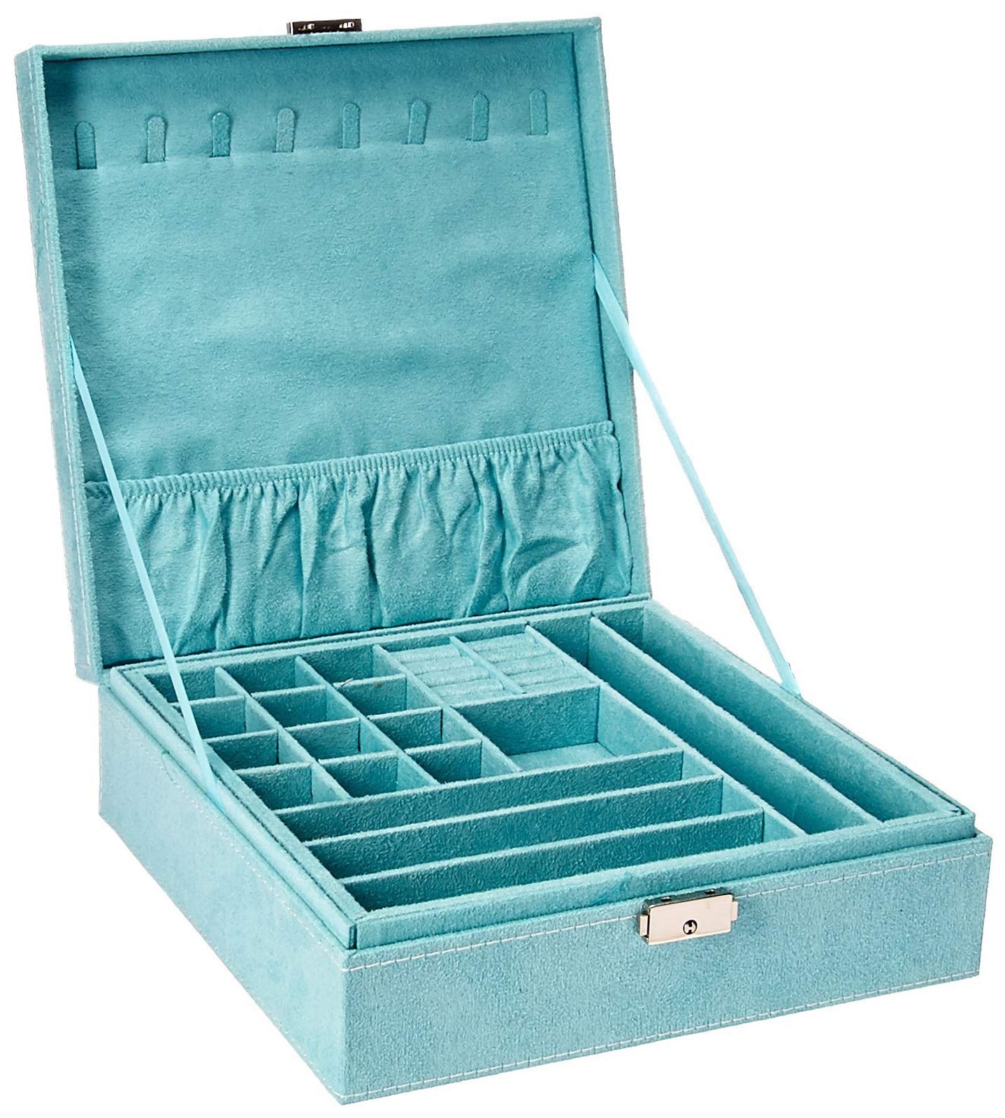 

Jewelry Boxes Kloud City Two-layer Box Organizer Display Storage Case With Lock Blue amGTv