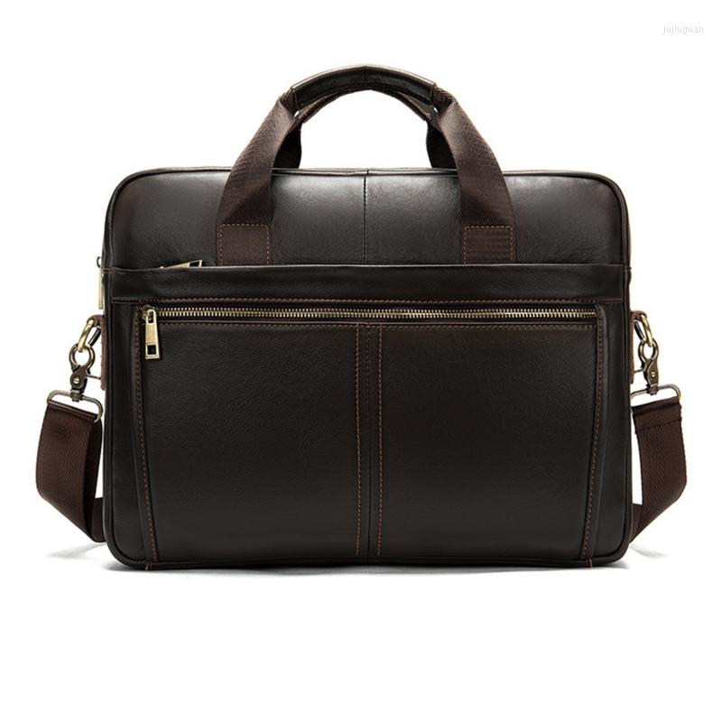 

Briefcases Famous Design Men Purse Retro Briefcase Business Shoulder Bag Leather Male Totes Handbag Messenger Bags Men's Travel, Coffee