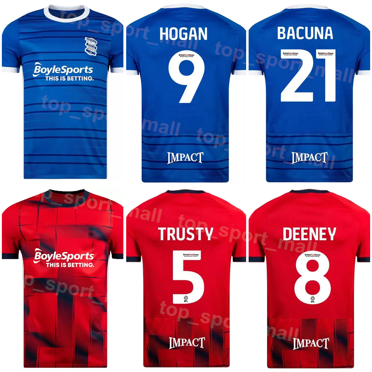 

2022 2023 FC Soccer Birmingham City Jerseys 29 PLACHETA 9 HOGAN 35 HALL 28 SANDERSON 5 TRUSTY 2 COLIN 21 RUDDY 7 BACUNA 8 DEENEY 10 JUTKIEWICZ Football Shirt Kits Team, With patch