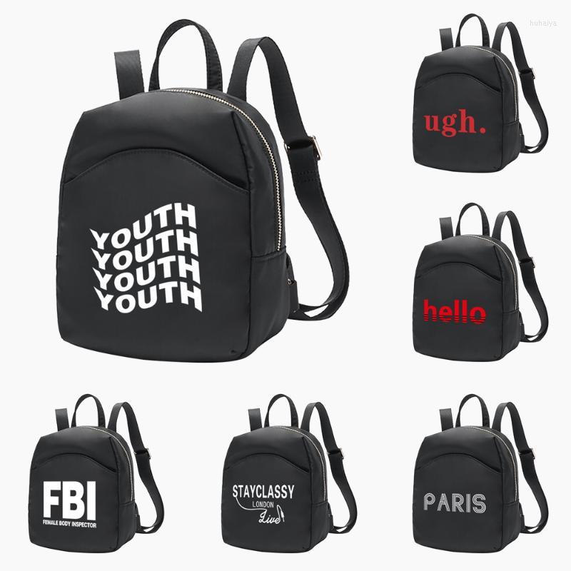 

Backpack Backpacks 2022 Women's Simple Casual Small Mini Bag Organizer Teen Girls Sports Knapsack Walls Print Student Bookbags, Black