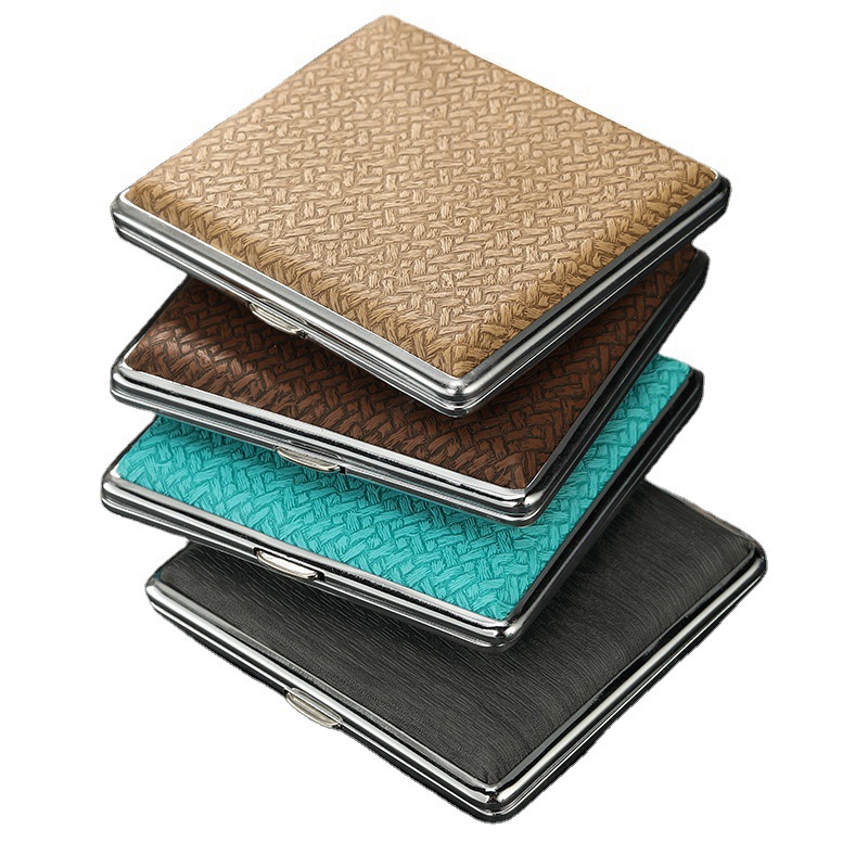 

Pretty Colorful Leather Iron Portable Tobacco Cigarette Case Holder Storage Flip Cover Box Innovative Stash Container Protective Shell Smoking DHL