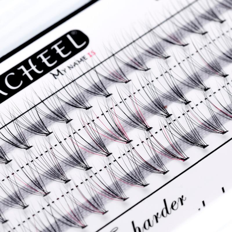 

False Eyelashes Red & Black Mixing Color 10D Cluster Premade Fan 0.05mm C Curl Natural Thick Flase
