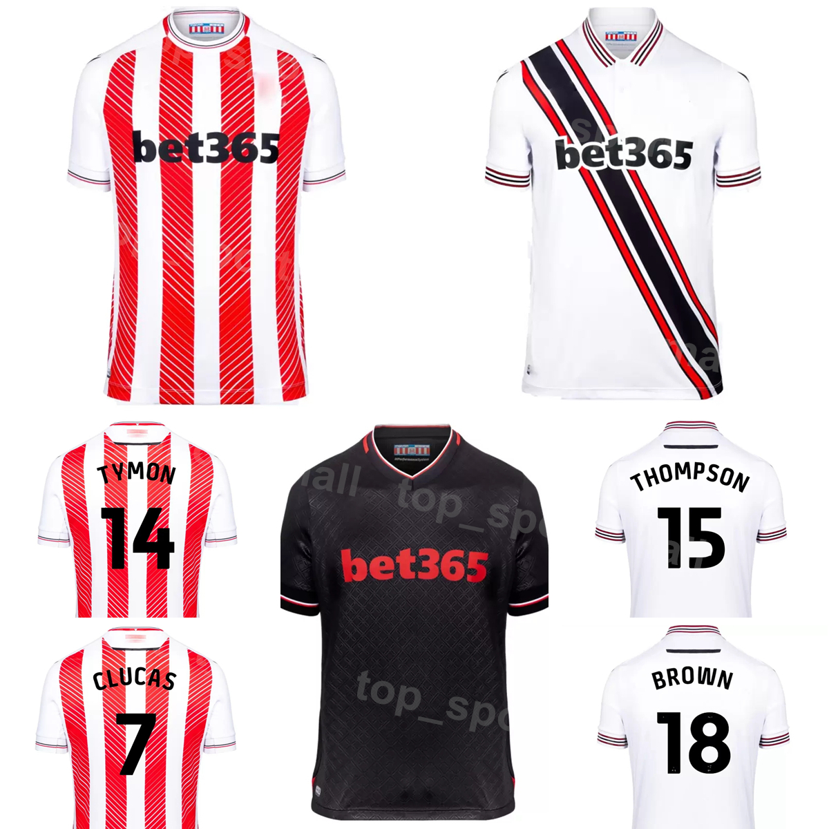 

2022-23 Stoke City Soccer Jersey Set 9 BROWN 8 BAKER 1 BURSIK 32 TAYLOR 16 WILMOT 11 GAYLE 18 SMALLBONE 7 CLUCAS 10 CAMPBELL 14 TYMON Football Shirt Kits Black Red White