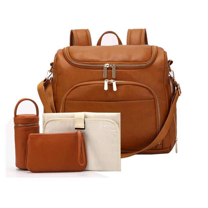 Sacs à couches 7in1 bébé solide PU cuir maman maternité grande capacité voyage sac à dos poussette avec matelas à langer 220827