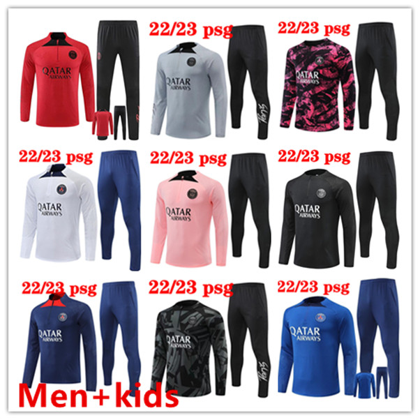 

2022 2023 top soccer psgs tracksuit MBAPPE jacket futbol Men kids Long sleeves Survetement sets Hommes Sportswear Adult training suits football tracksuits S-2XL