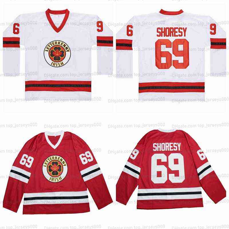 

College Hockey Wears TV Series Letterkenny Irish Ice Hockey Jersey 69 Shoresy Jerseys Summer Christmas Moive Team Home Men's Stitched Red White S-XXXL High Quality