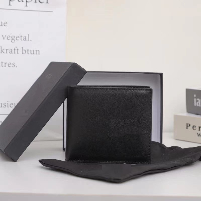 

Mens Wallet designer Wallets Business Black Purse Holder Real leather Black Gold Silver hardware with box, Black-y black logo