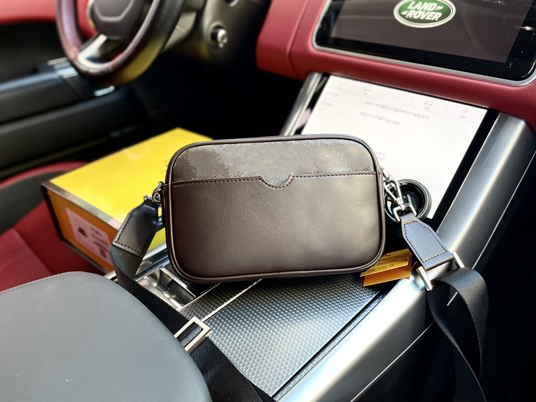 

Fenes Dies Men's Fashion Camera Bag Napa Calfskin Leather Messenger Set Bags Sprint Soft Mono Man Crossbody Shoulder Bag Embossed Purse, Box