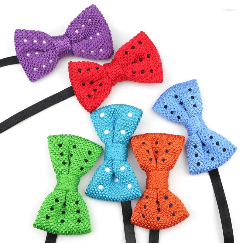 

Bow Ties Colorful Dot Knitted Men Bowtie Adjustable Butterfly Double Deck Neckwear Bowties Designer Knitting Dress Knit Tie