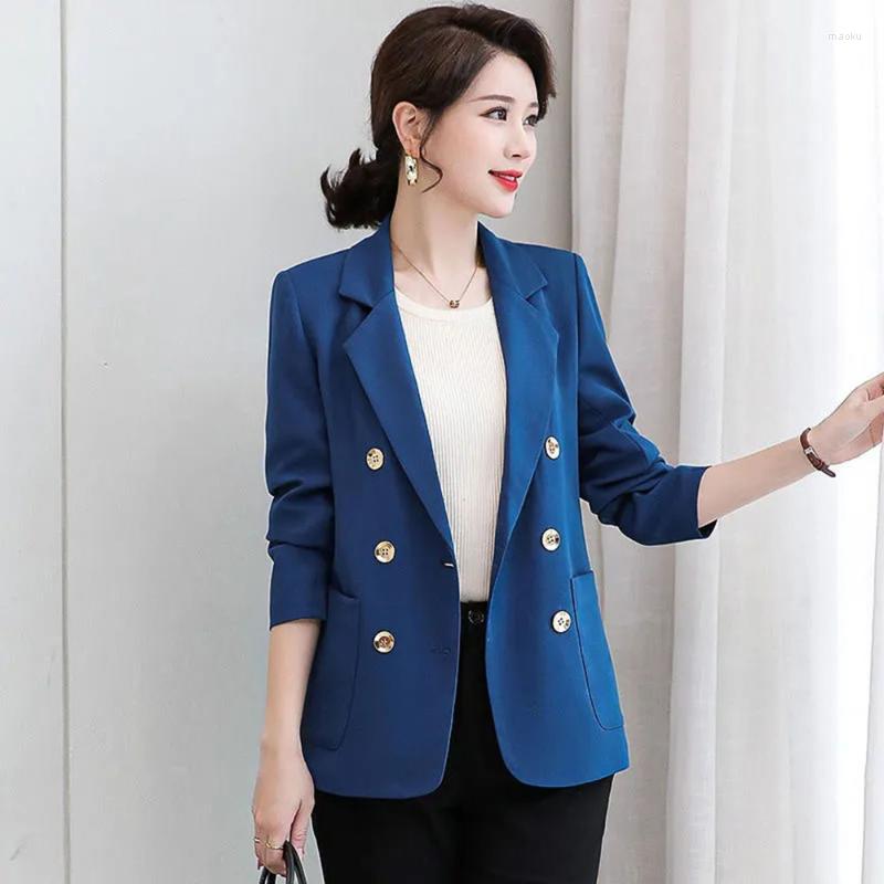 

Women's Suits Spring Solid Women's Jacket 2022 Vintage Double Breasted Business Blazer Woman Office Ladies Big Size 4XL 5XL Workwear, Black