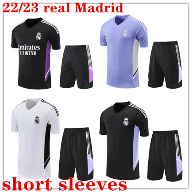 

2022 2023 Real Madrids soccer Jersey short sleeves shorts kit 22/23 Madrides TRACKSUIT training suit MEN chandal futbol Survetement sweatshirt Sportswear sets